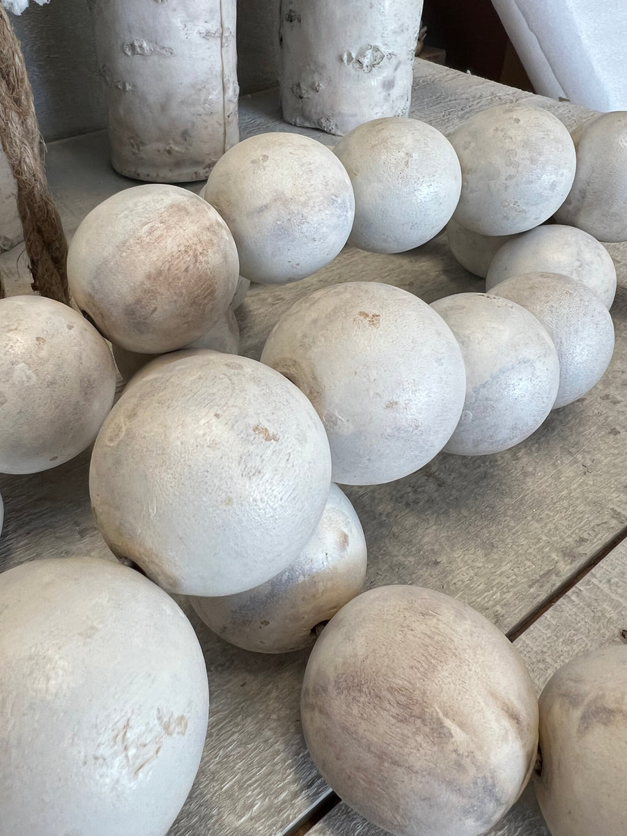 White extra large bead garland La Belle Vie Home Decor