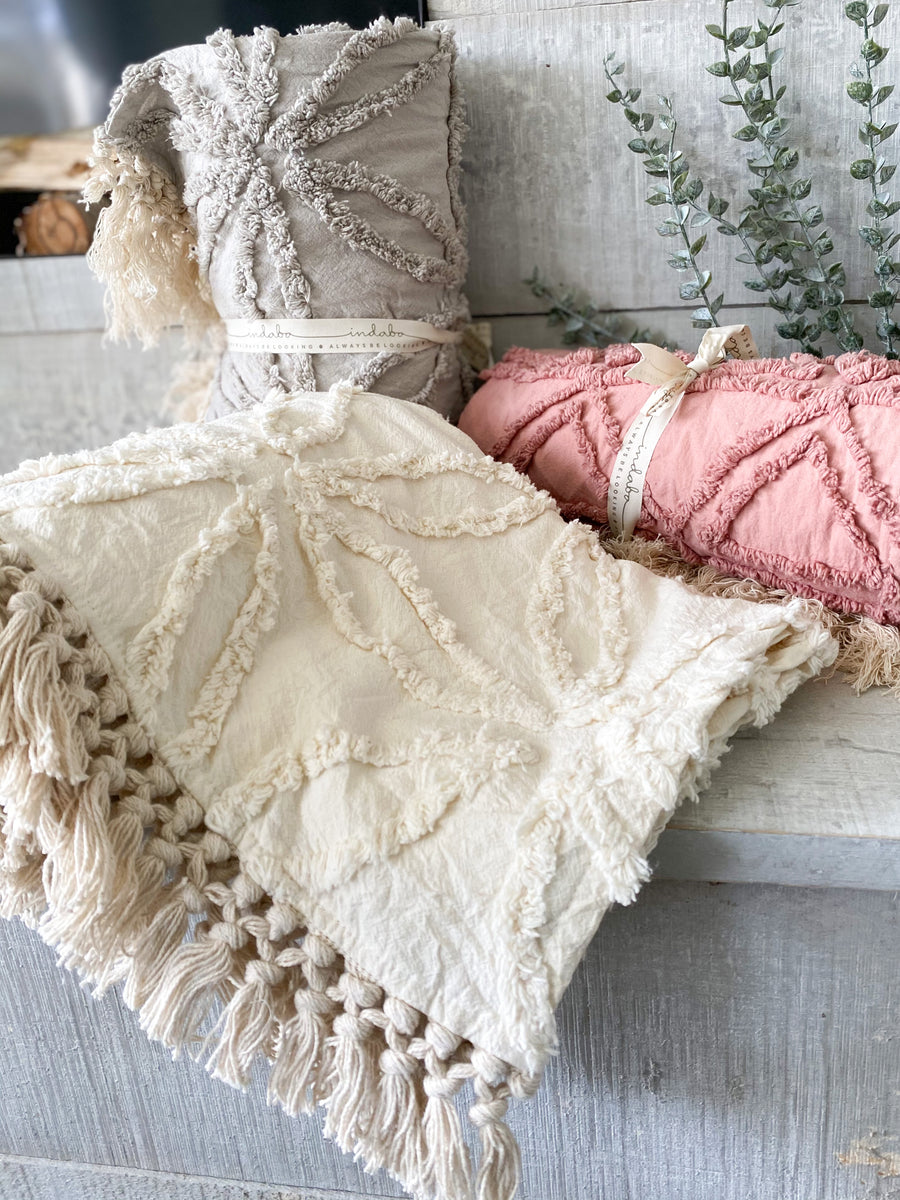 Cream tufted throw sale