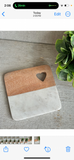 Heart cutout wood and marble coaster