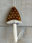 Fabric beaded mushroom ornament