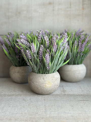 Faux stone pot lavender