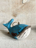 Blue carved whale ornament