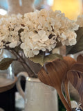 Vintage white faux hydrangeas