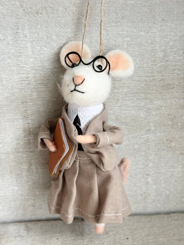 Professor mouse ornament