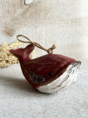 Red carved  whale ornament