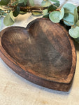 Burnt brown heart tray.