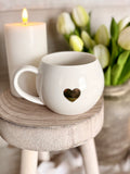 round gold heart mug