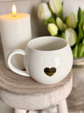 round gold heart mug
