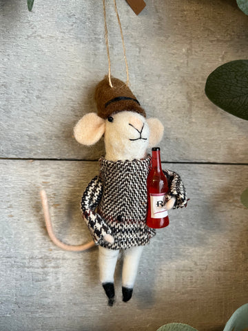 Winston the wine mouse ornament
