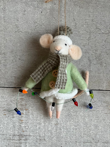 Lit up Liam the mouse ornament
