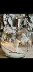 LED snowy glass ball with bird ornament.
