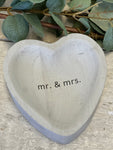 Mr. & Mrs. Wood heart trinket dish