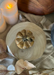 The carved wood pumpkin