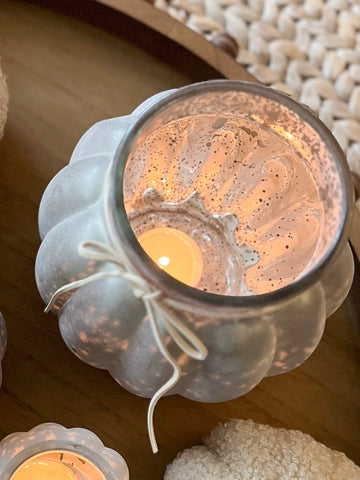 The frosted pumpkin mercury glass candle holders
