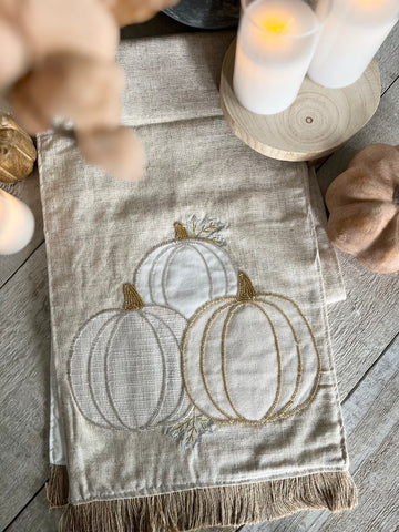 The bead embroidered pumpkin runner