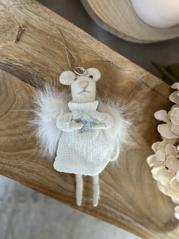 Silver star mouse ornament