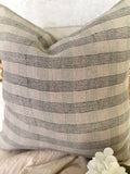 Linen plaid block print pillow
