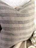 Linen plaid block print pillow