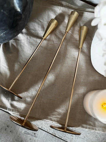 Gold taper candle holder set
