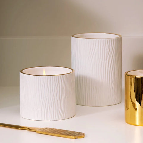 Fraiser fir white & gold ceramic candle 312g