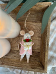 Gifting Gracie the mouse ornament