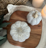 The cream ceramic pumpkin