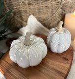 The cream ceramic pumpkin