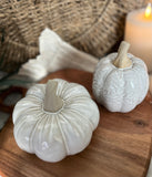 The cream ceramic pumpkin