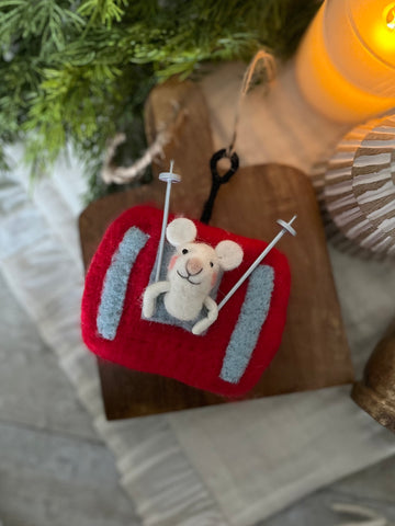 Sky the ski lift mouse ornament