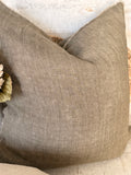 Lina linen pillow - olive 24” x 24”