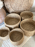 Round seagrass baskets