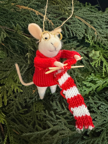 The Knitting Mouse Ornament