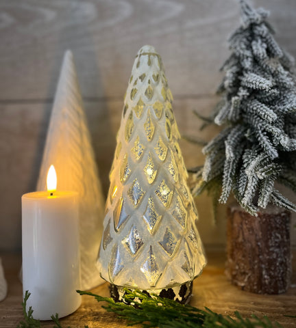 The light up white mercury glass tree