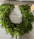 Real touch pinecone heart wreath 22”