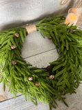 Real touch pinecone heart wreath 22”