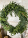 Real touch white cedar wreath 22”