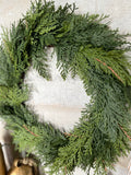 Real touch white cedar wreath 22”