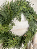Real touch white cedar wreath 22”