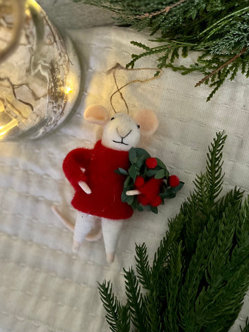Festive Felix the mouse ornament