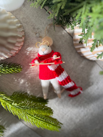 The Knitting Mouse Ornament