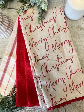 The merry Christmas tea towel set