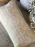 Floral stitched pillow
