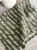 The waffle block print dish towel- Forrest green
