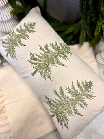 stitched Christmas tree pillow