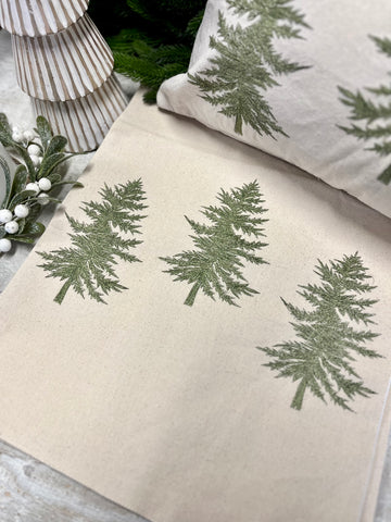 stitched Christmas tree table runner
