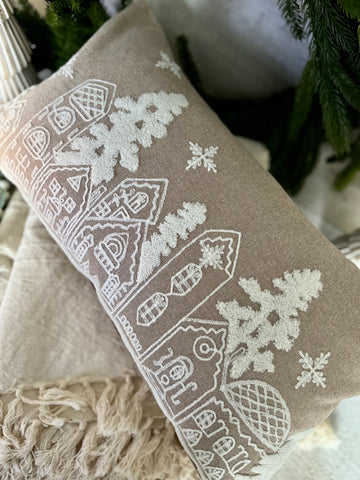 Christmas village pillow