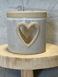 Stoneware heart candleholder