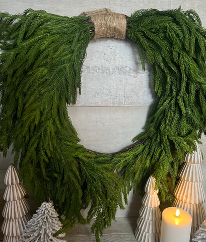 Real touch heart wreath with rope 24”