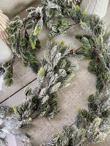 The 6’ snowy pinecone garland