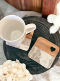The wood & marble heart coaster